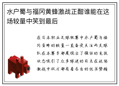 水户蜀与福冈黄蜂激战正酣谁能在这场较量中笑到最后